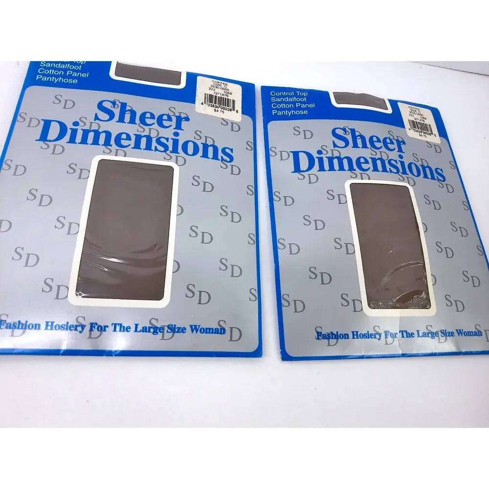Vintage Catherines Sheer Dimensions Pantyhose Size C Coffee Brown Pack of 2 New